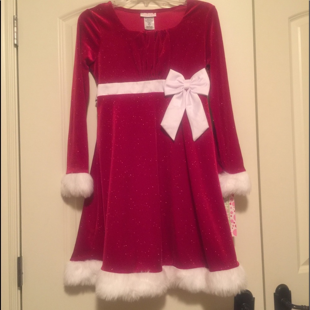 NWT beautiful sparkly girls Santa velvet dress.